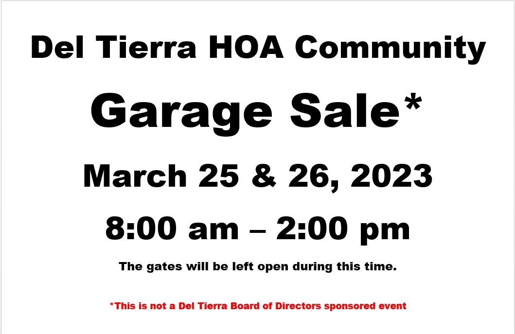 COMMUNITY YARD SALE Del Tierra HOA